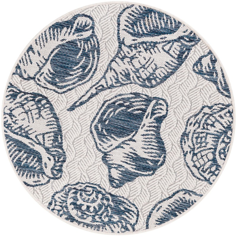 3' x 3' Arcata · Seashell Outdoor Rug, navy and ivory