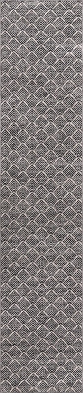 2' 7 x 12' Riverbend · Chevron rug, charcoal ivory