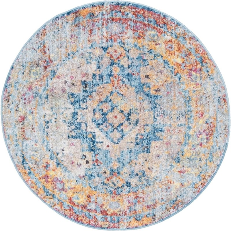 3' 3 x 3' 3 Tillamook · Border rug, blue
