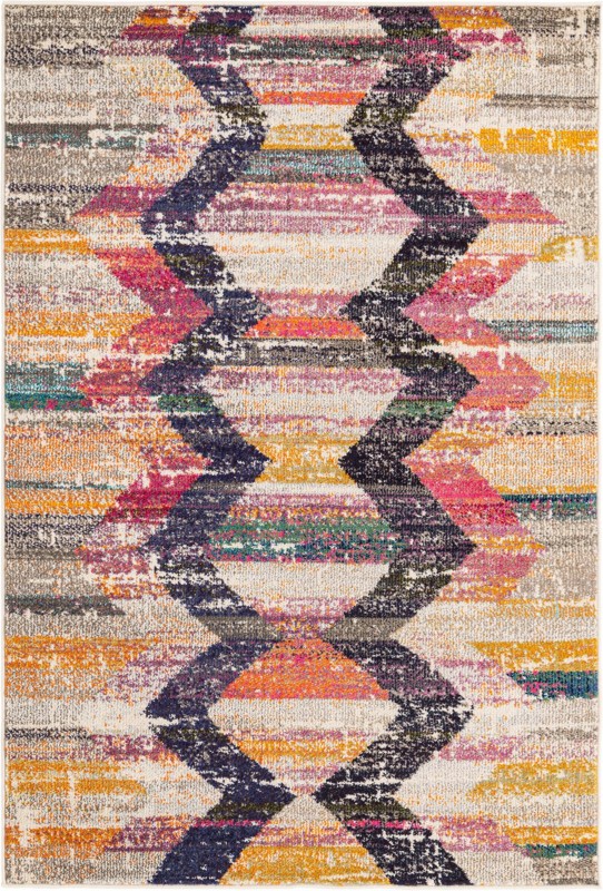 4' x 6' Oat · Abstract Washable Rug, multi