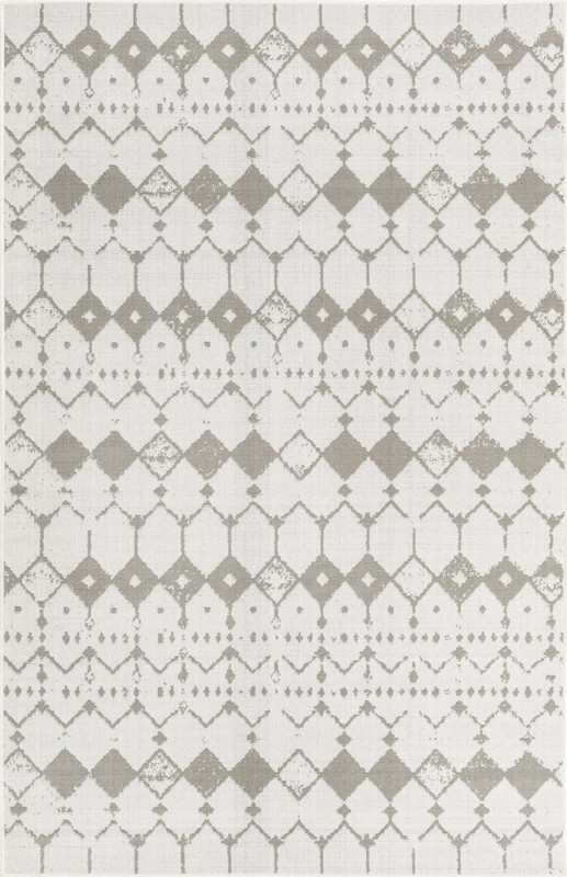 5' 3 x 8' Stowe · Geometric diamond Outdoor Rug, ivory and gray