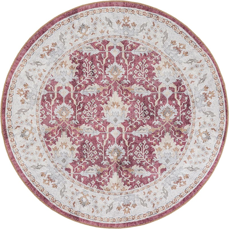 5' 1 x 5' 1 Hobson · Border Washable Rug, burgundy red