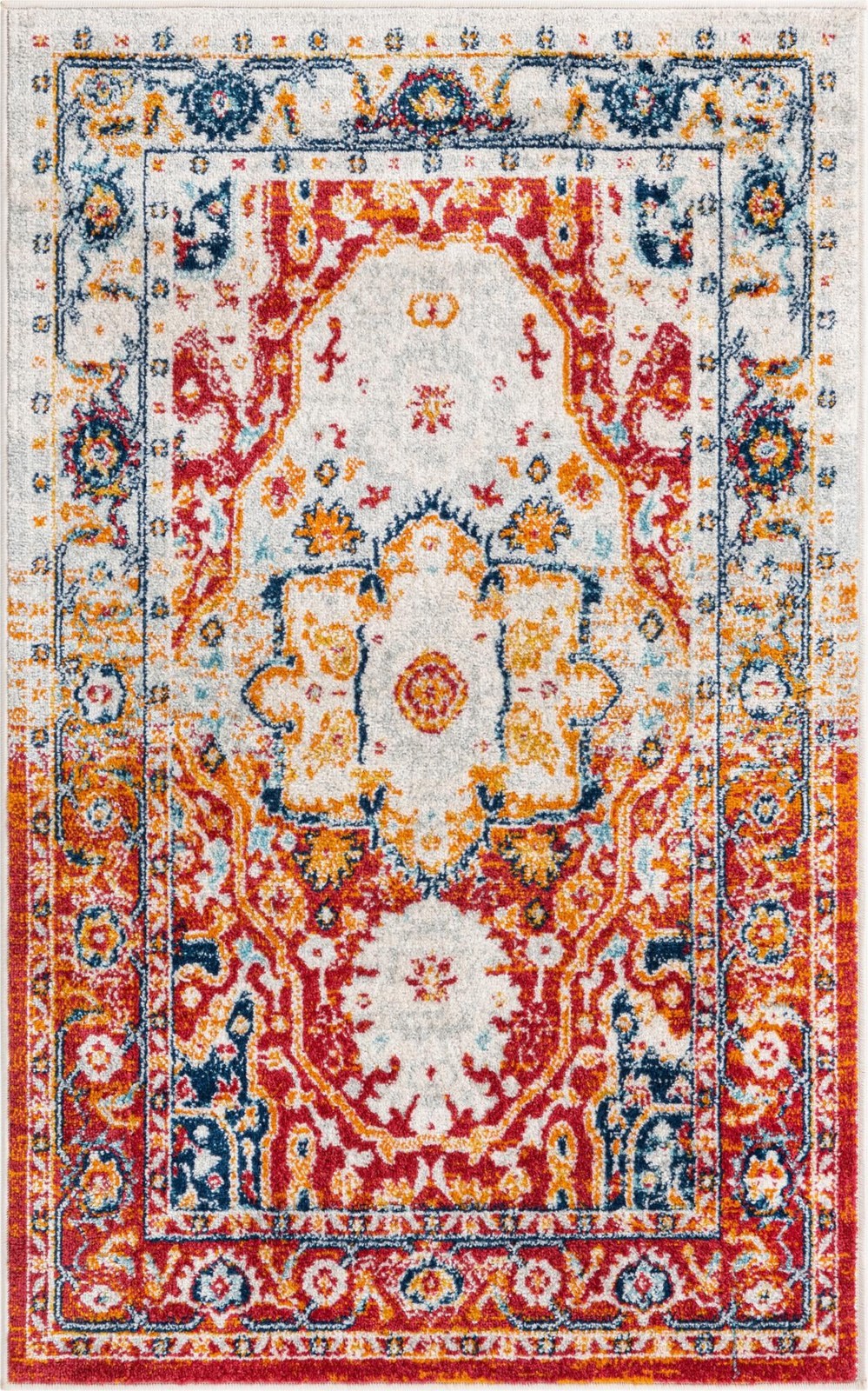 3' 3 x 5' 3 Pierce · Medallion rug, rust and navy
