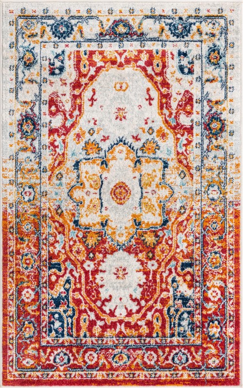 3' 3 x 5' 3 Pierce · Medallion rug, rust and navy