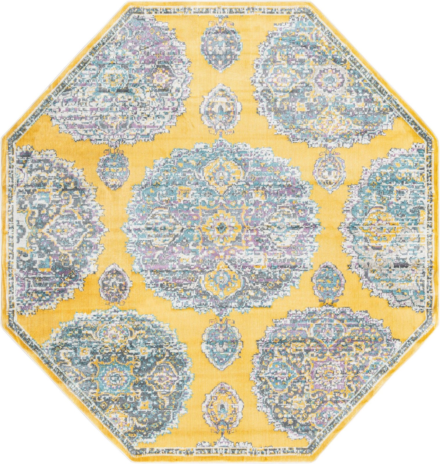 8' 2 x 8' 2 Mather · Medallion rug, yellow