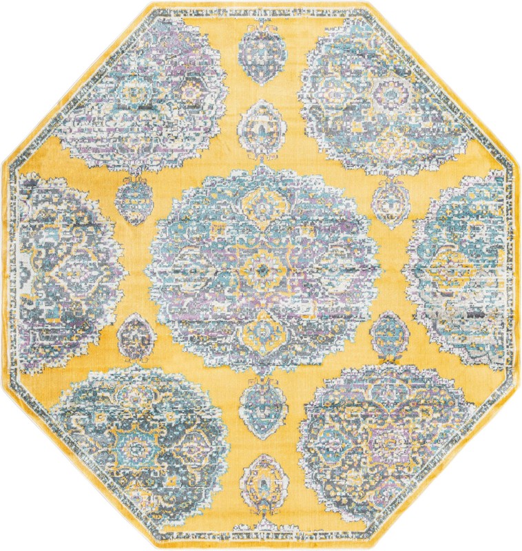 8' 2 x 8' 2 Mather · Medallion rug, yellow