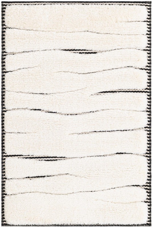 2' x 3' Villiers · Border rug, ivory white