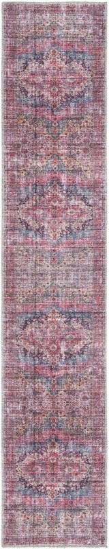 Cleo · Distressed medallion Washable Rug, berry and blue
