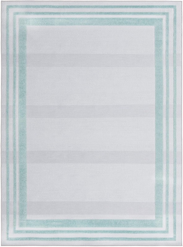 7' x 10' Walnut · Border Outdoor Rug, gray and teal