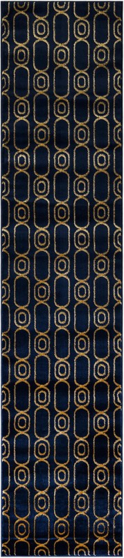 Renwick · Geometric rug, navy blue and gold