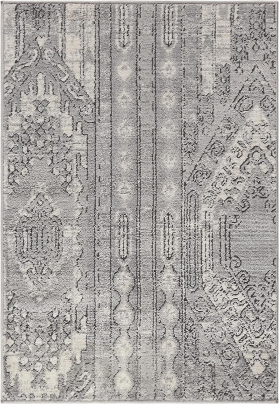 Cardinal · Tribal striped rug, gray and cream