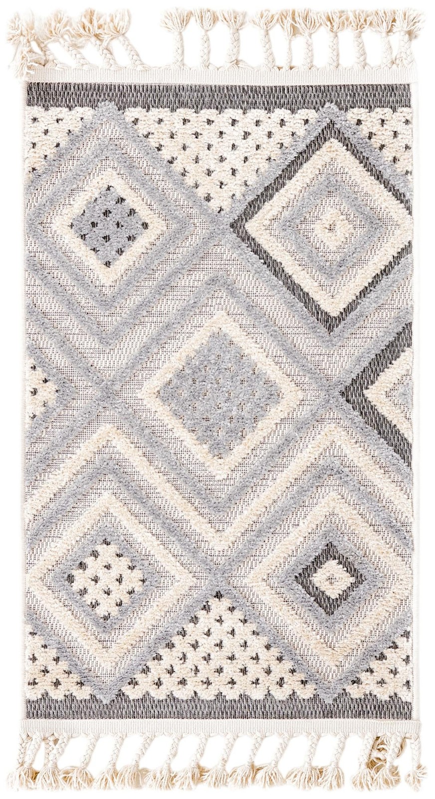 2' x 3' Crowley · Diamond geometric rug, beige and gray