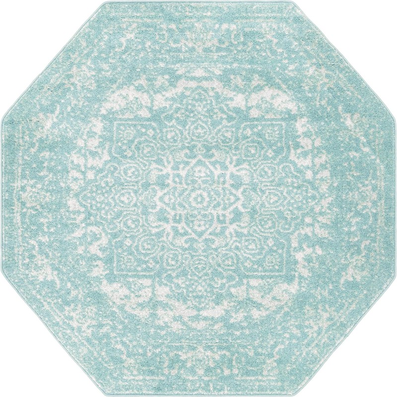 5' 3 x 5' 3 Birch · Medallion rug, aqua