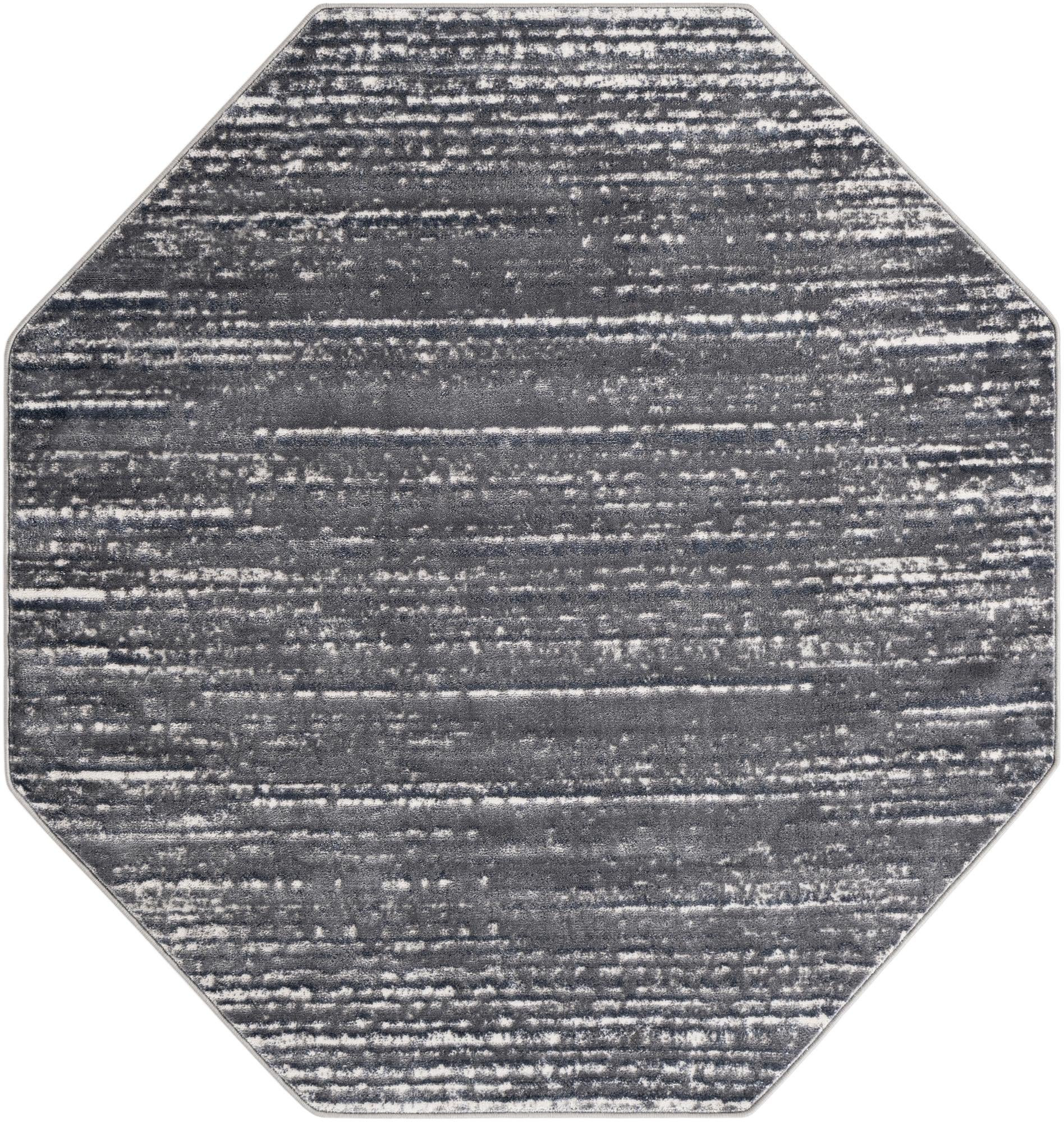 6' x 6' Tate · Linear abstract rug, gray and ivory