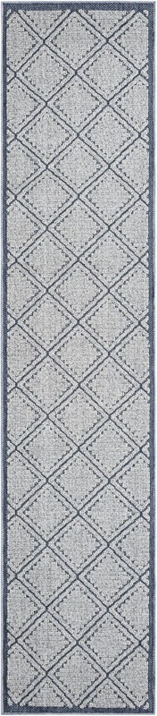 2' 7 x 12' Auburn · Geometric diamond Outdoor Rug, navy and ivory