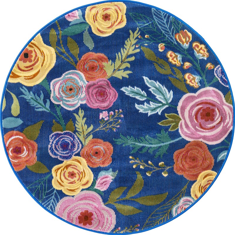 3' 3 x 3' 3 Burbank · Border rug, blue