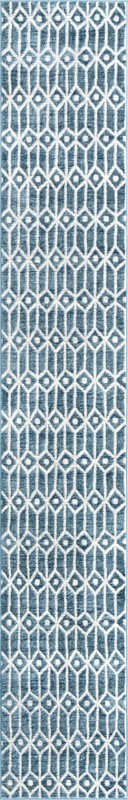 Vincent · Geometric trellis rug, blue and ivory