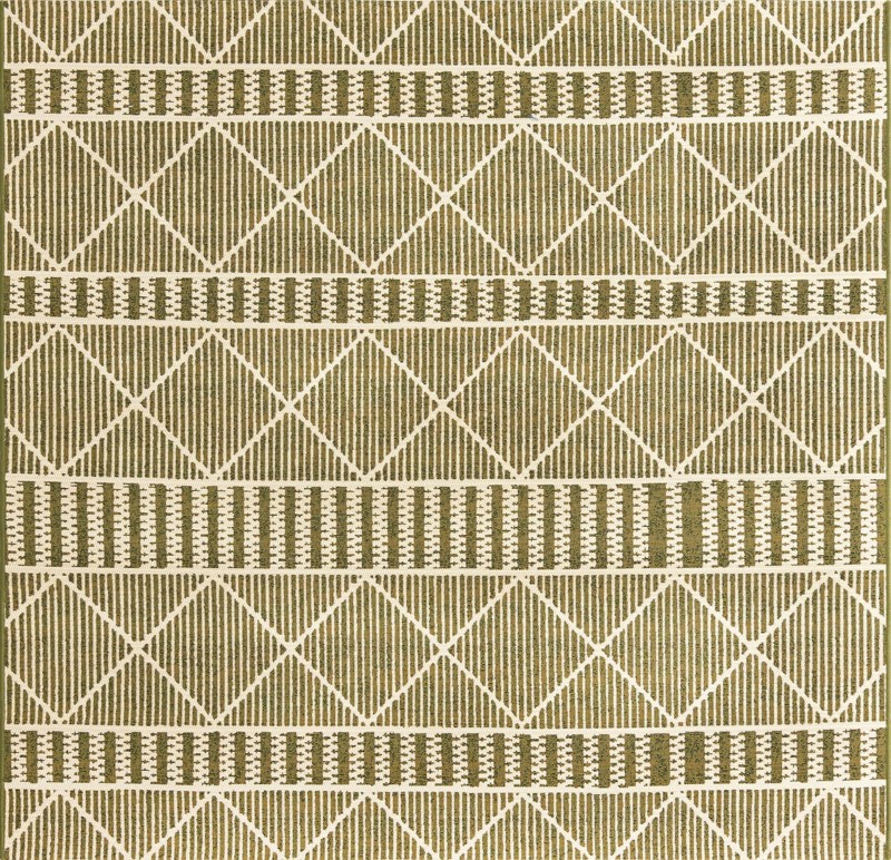 Lomax · Geometric Outdoor Rug, green and ivory