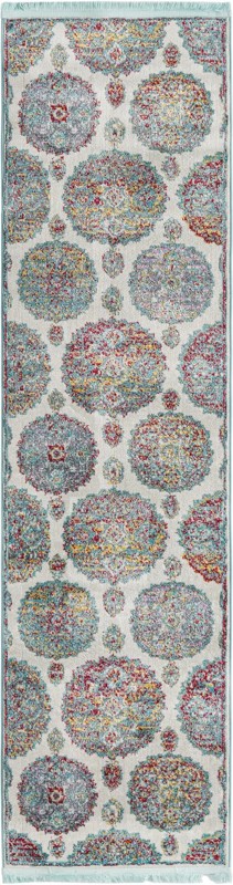 2' 2 x 8' Mather · Medallion rug, cream and multi