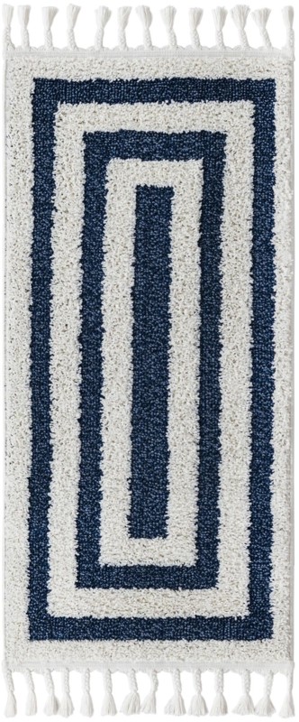 2' x 4' Rickard · Border rug, blue and ivory