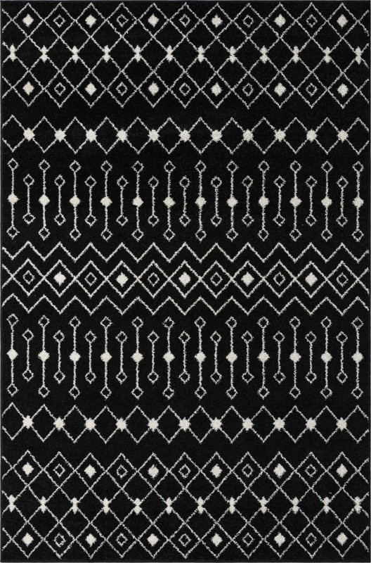 6' x 9' Boswell · Geometric trellis rug, black and white
