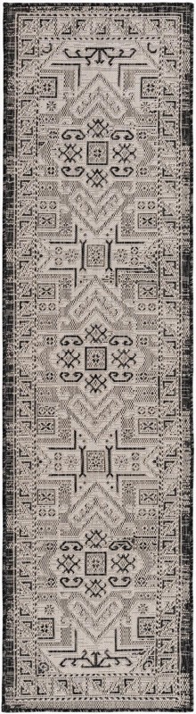 2' x 8' Estuary · Border Outdoor Rug, charcoal gray