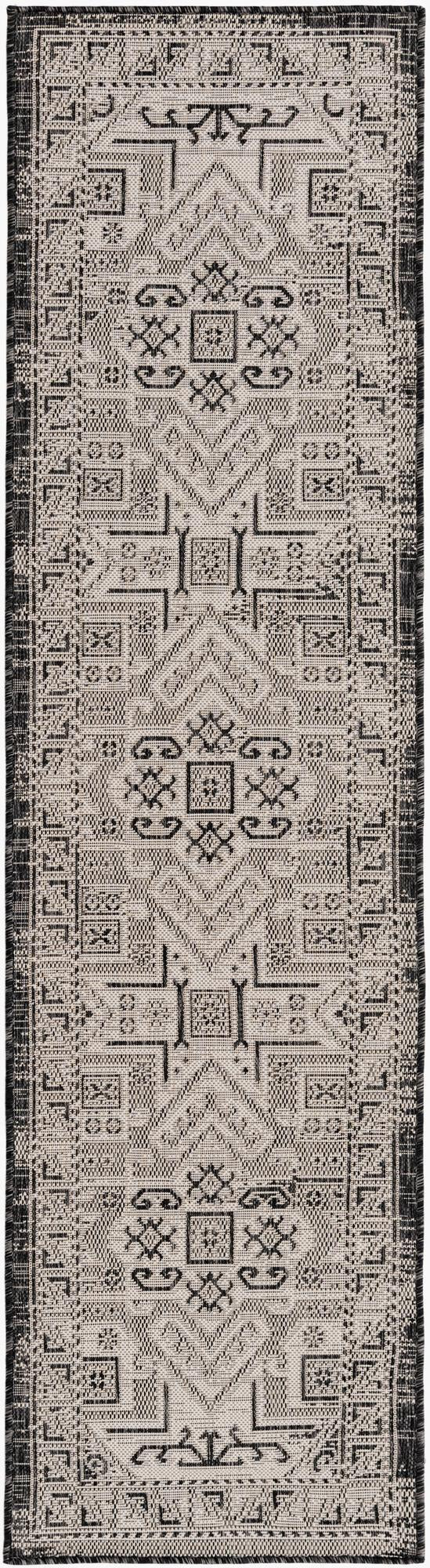 2' x 8' Estuary · Border Outdoor Rug, charcoal gray