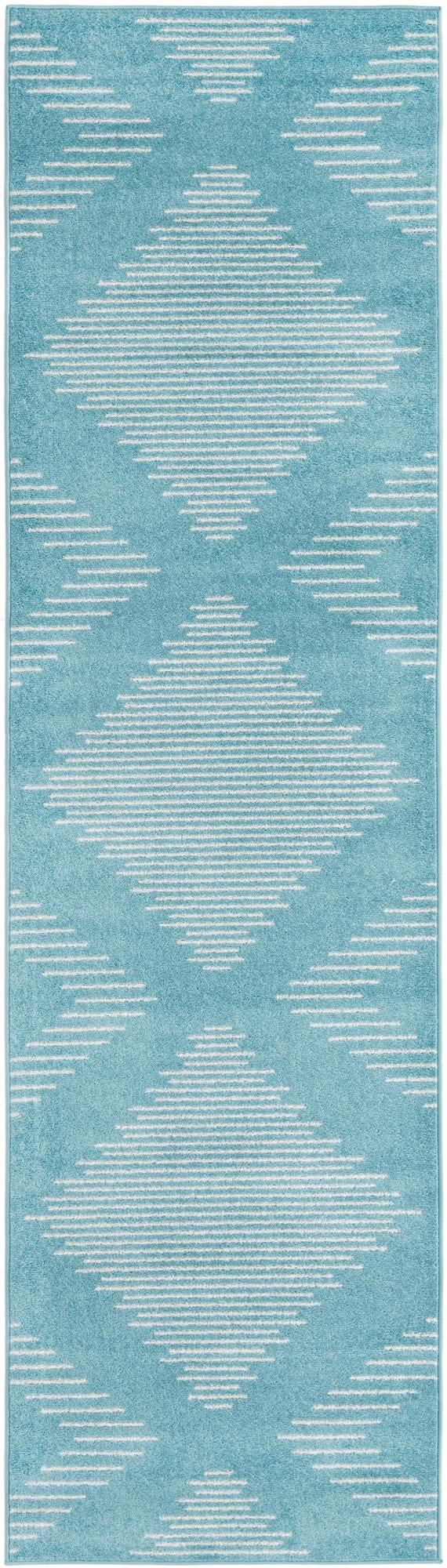 3' 3 x 12' Knox · Diamond rug, light blue