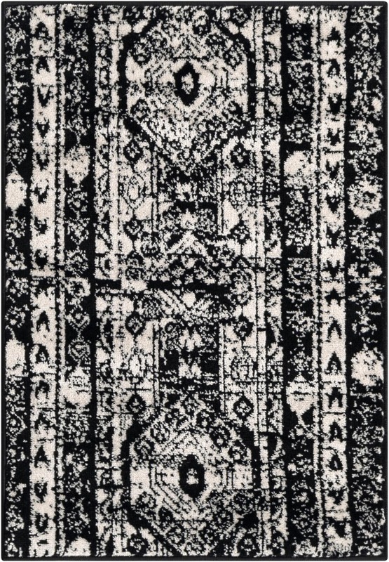 2' 2 x 3' Grouse · Tribal medallion rug, black and white
