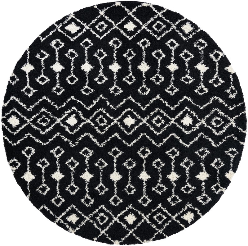 10' x 10' Bayley · Geometric shag rug, black and cream