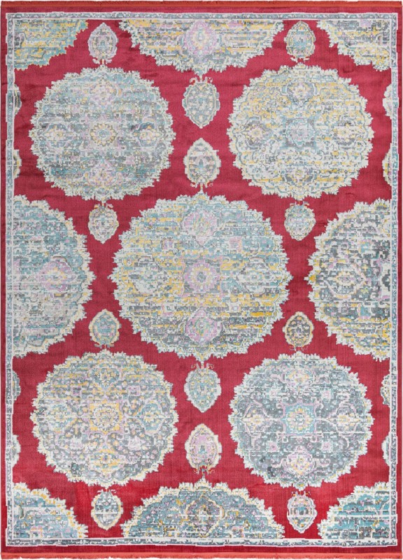 9' x 12' Mather · Border rug, red