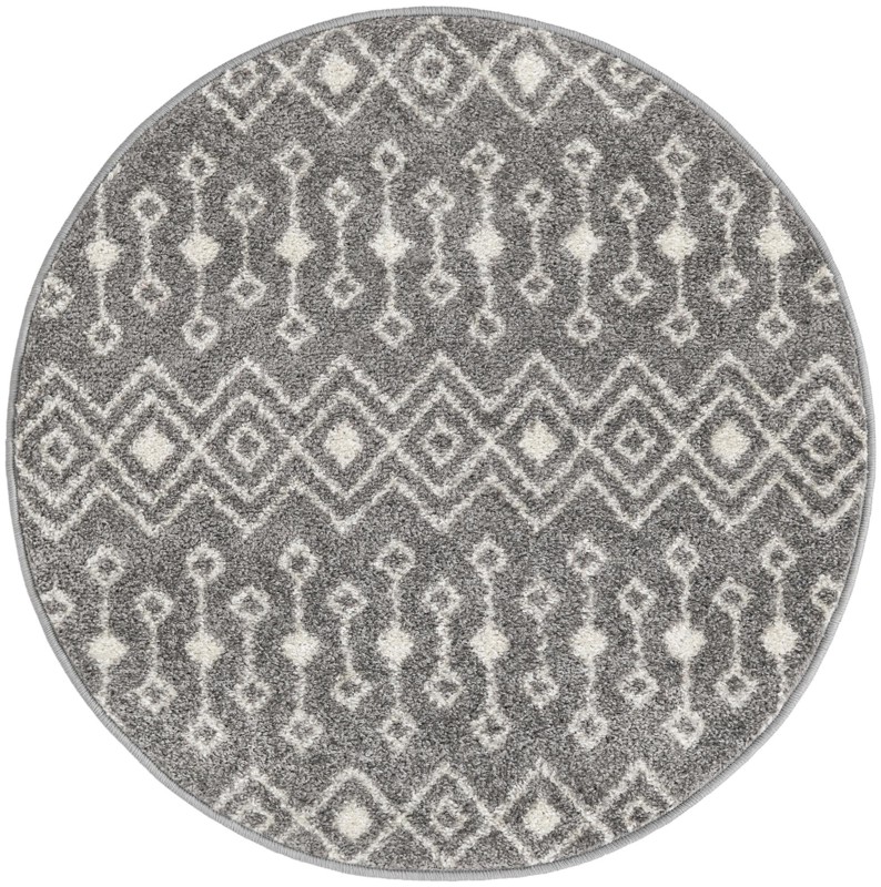 3' x 3' Boswell · Geometric rug, gray and ivory
