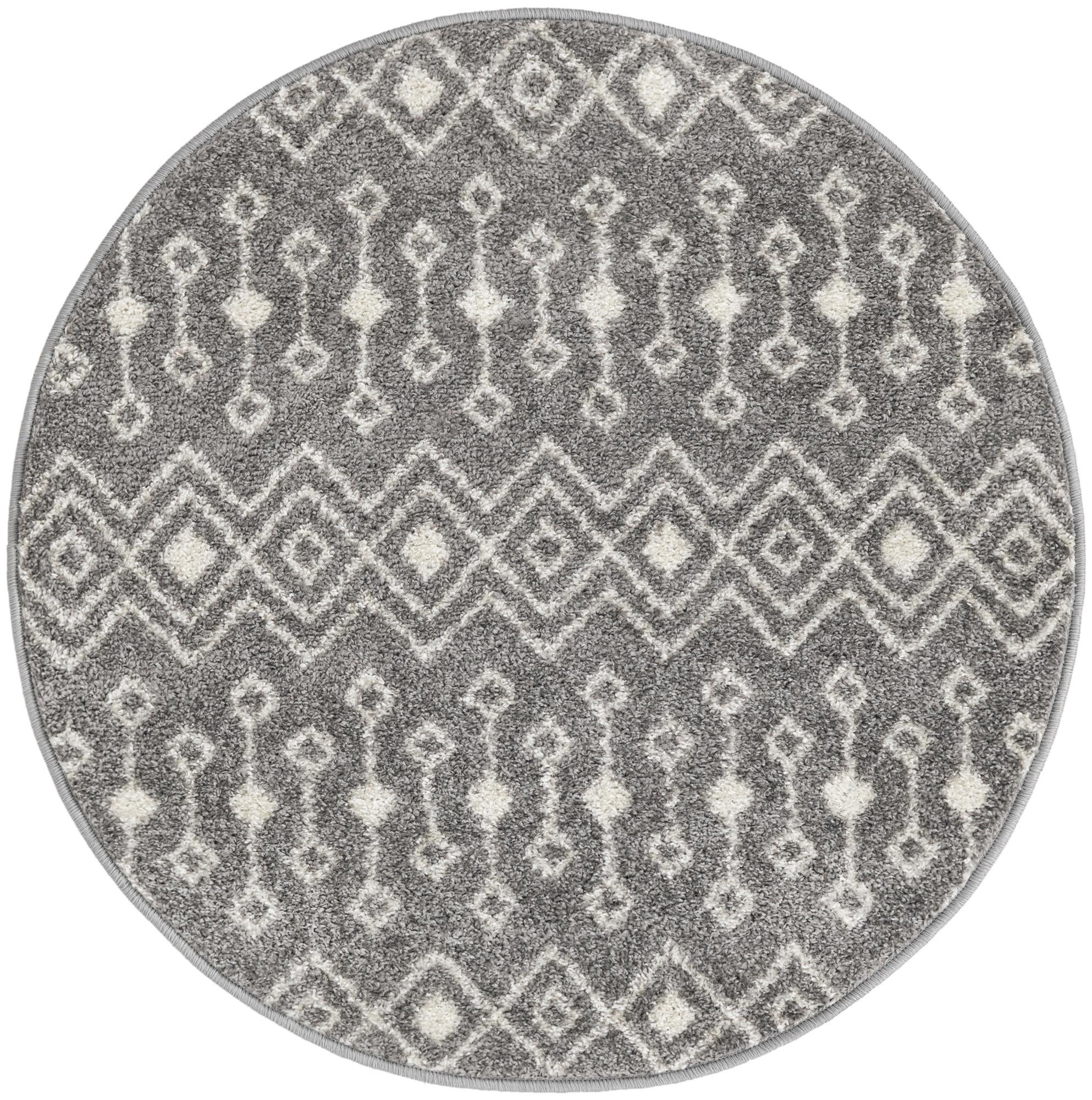3' x 3' Boswell · Geometric rug, gray and ivory