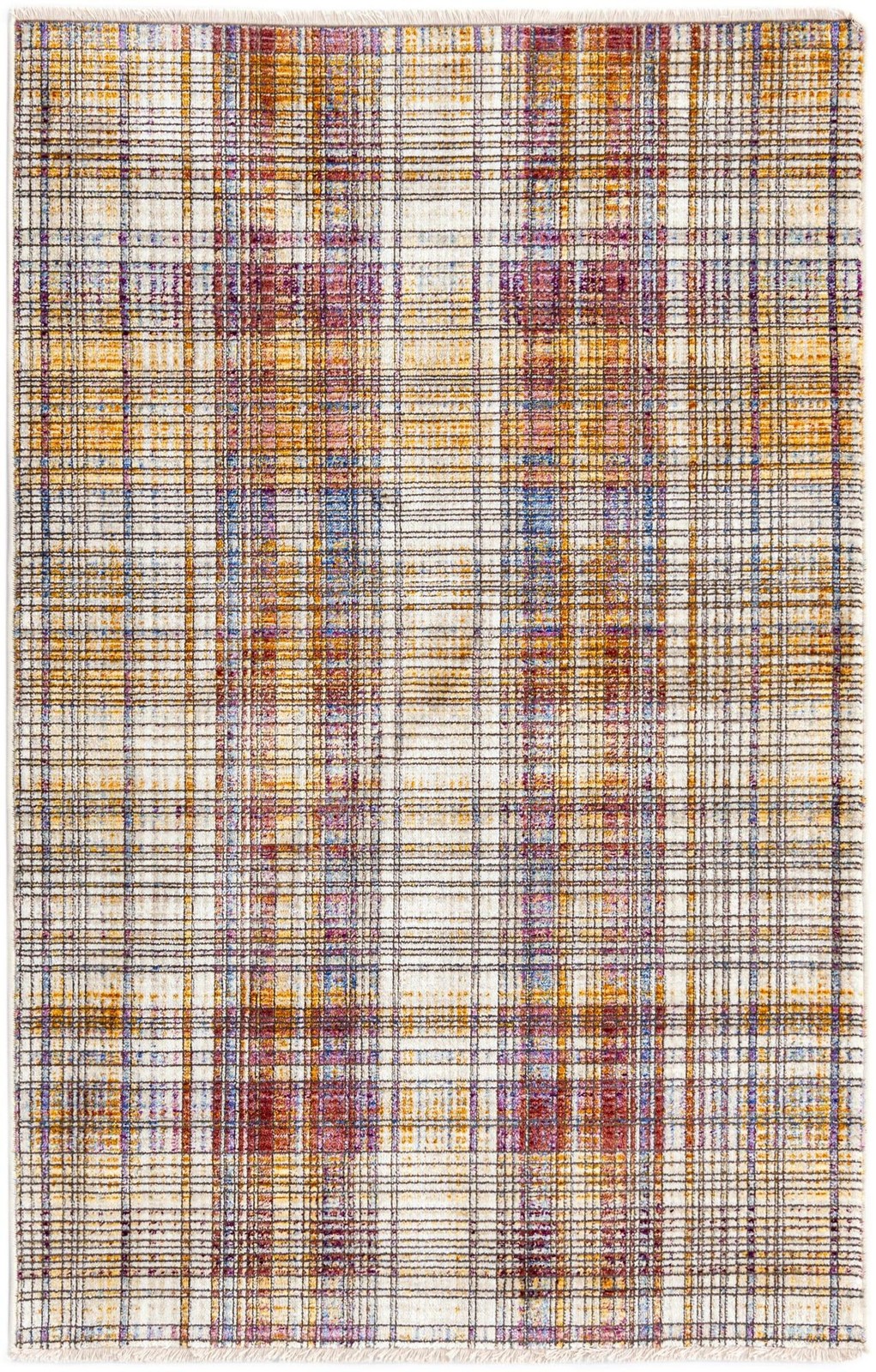 3' 3 x 5' Denham · Plaid rug, multi and ivory
