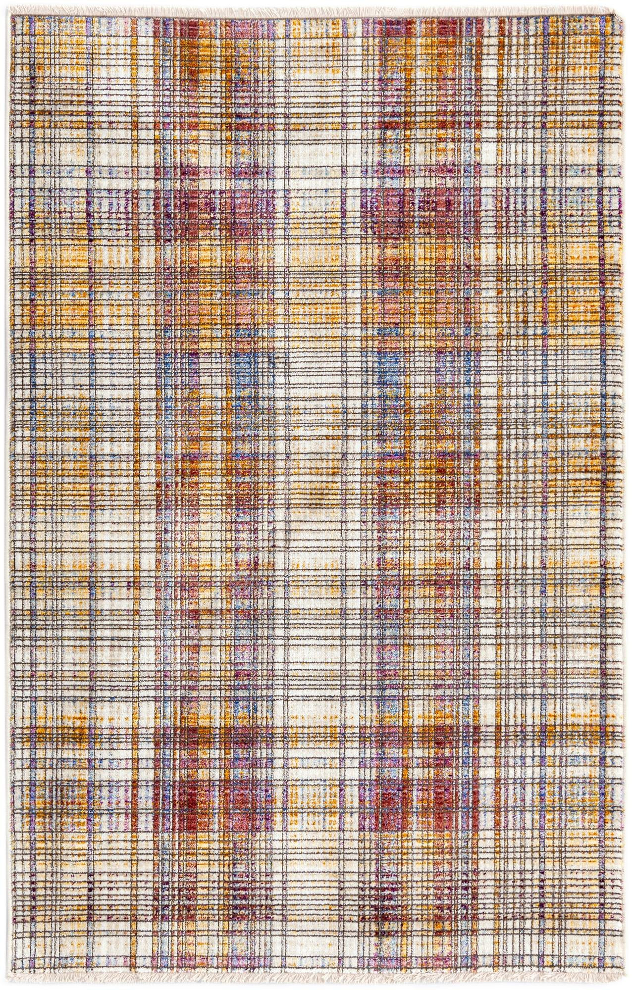 3' 3 x 5' Denham · Plaid rug, multi and ivory