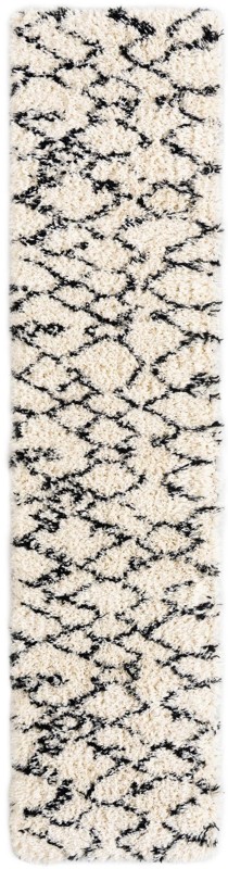 Bramblewood · Lattice Shag Rug, pearl and black