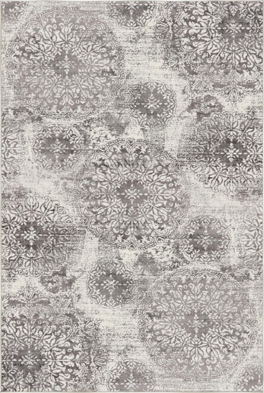 6' x 9' Blakemore · Distressed medallion rug, gray and ivory