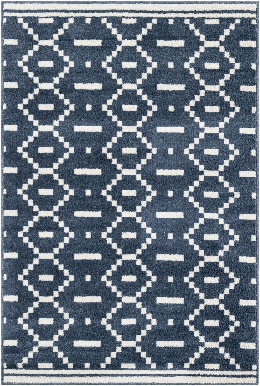 4' x 6' Rankin · Geometric rug, blue and ivory