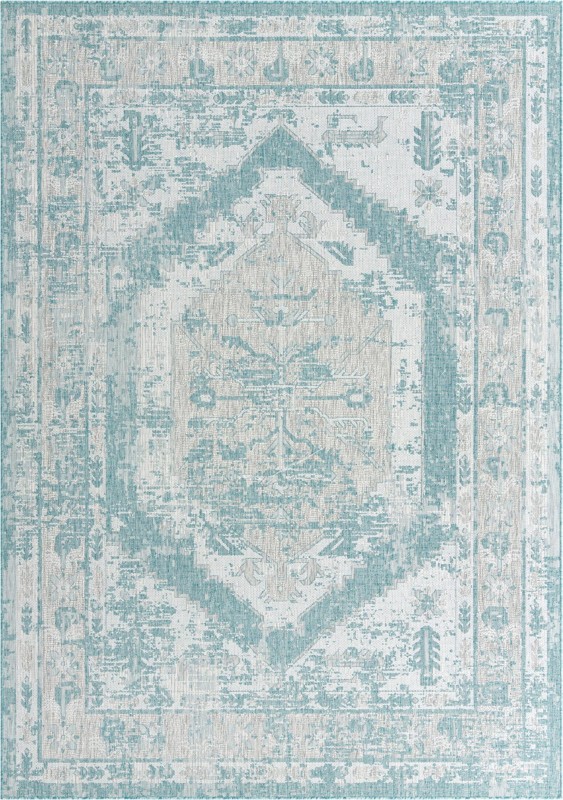 Wylie · Border Outdoor Rug, aqua