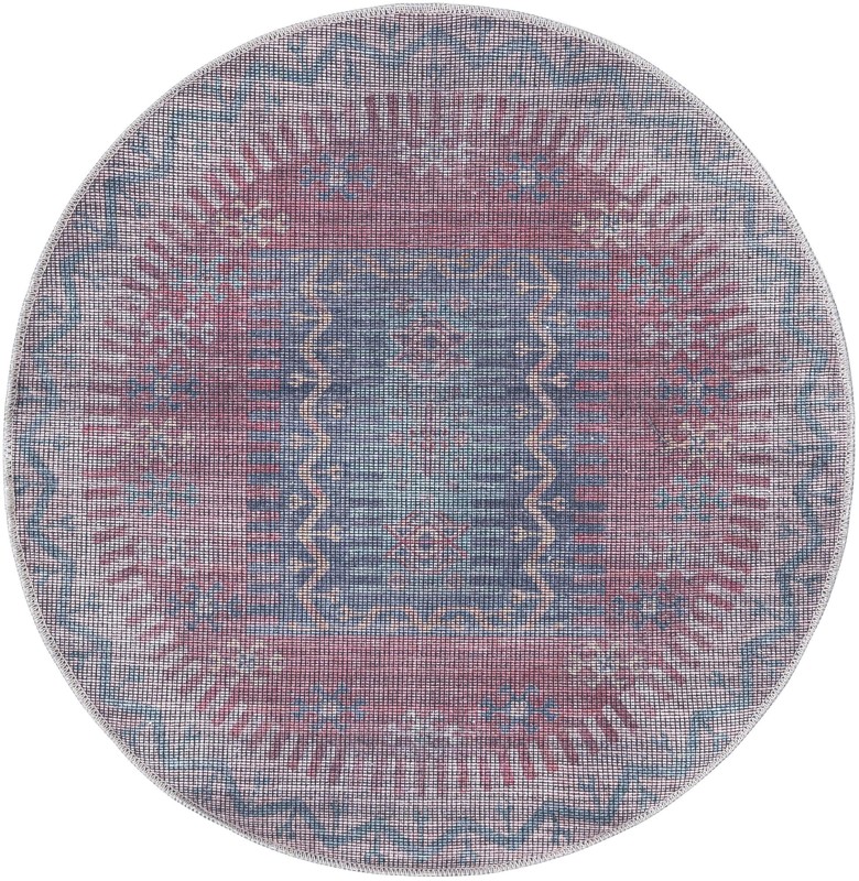3' 3 x 3' 3 Paige · Tribal geometric Washable Rug, blue and red