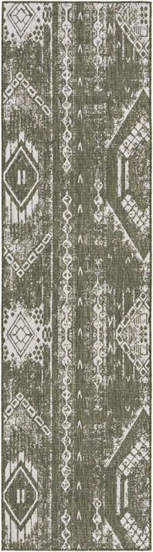 2' 7 x 12' Wildman · Patchwork Outdoor Rug, green