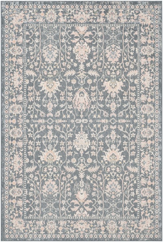 6' x 9' Sandys · Persian floral Washable Rug, navy and blush