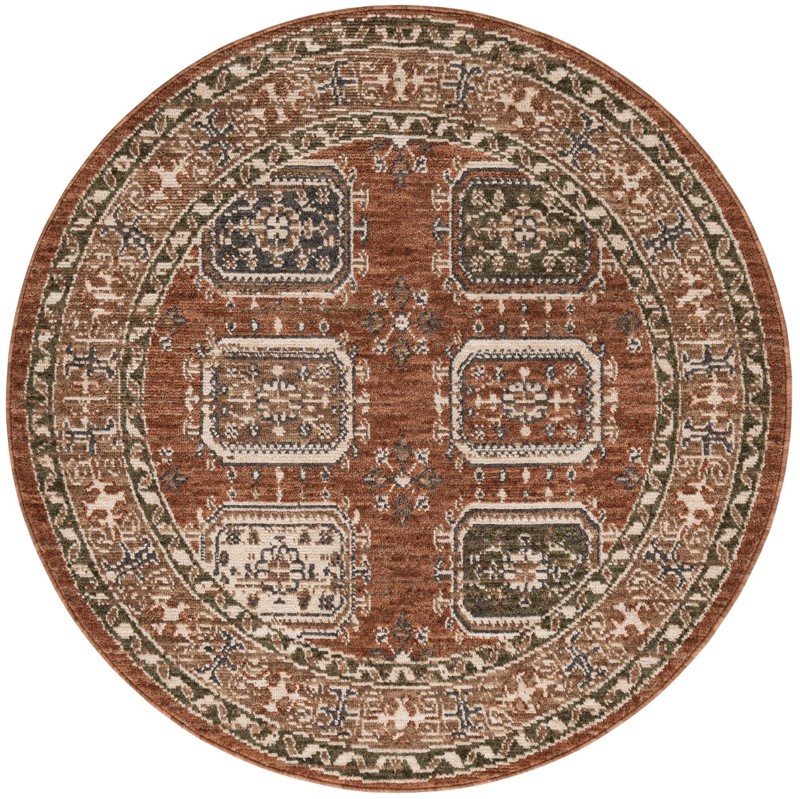 Oakley · Medallion rug, rust and ivory