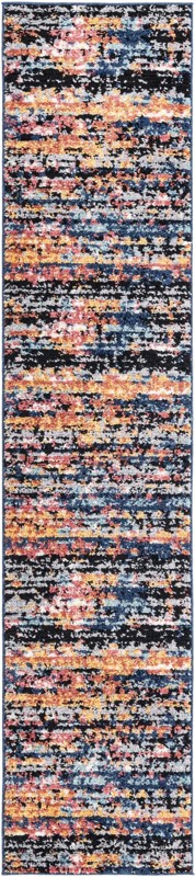 2' x 10' Nelson · Abstract striped rug, multicolor and navy