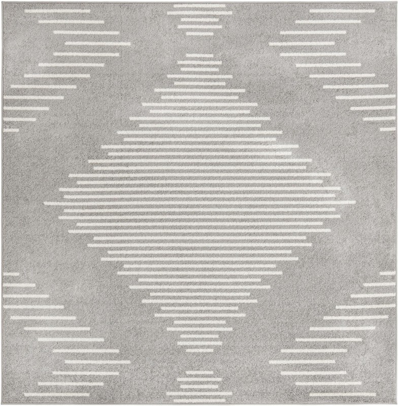 7' x 7' Knox · Geometric diamond rug, gray and ivory