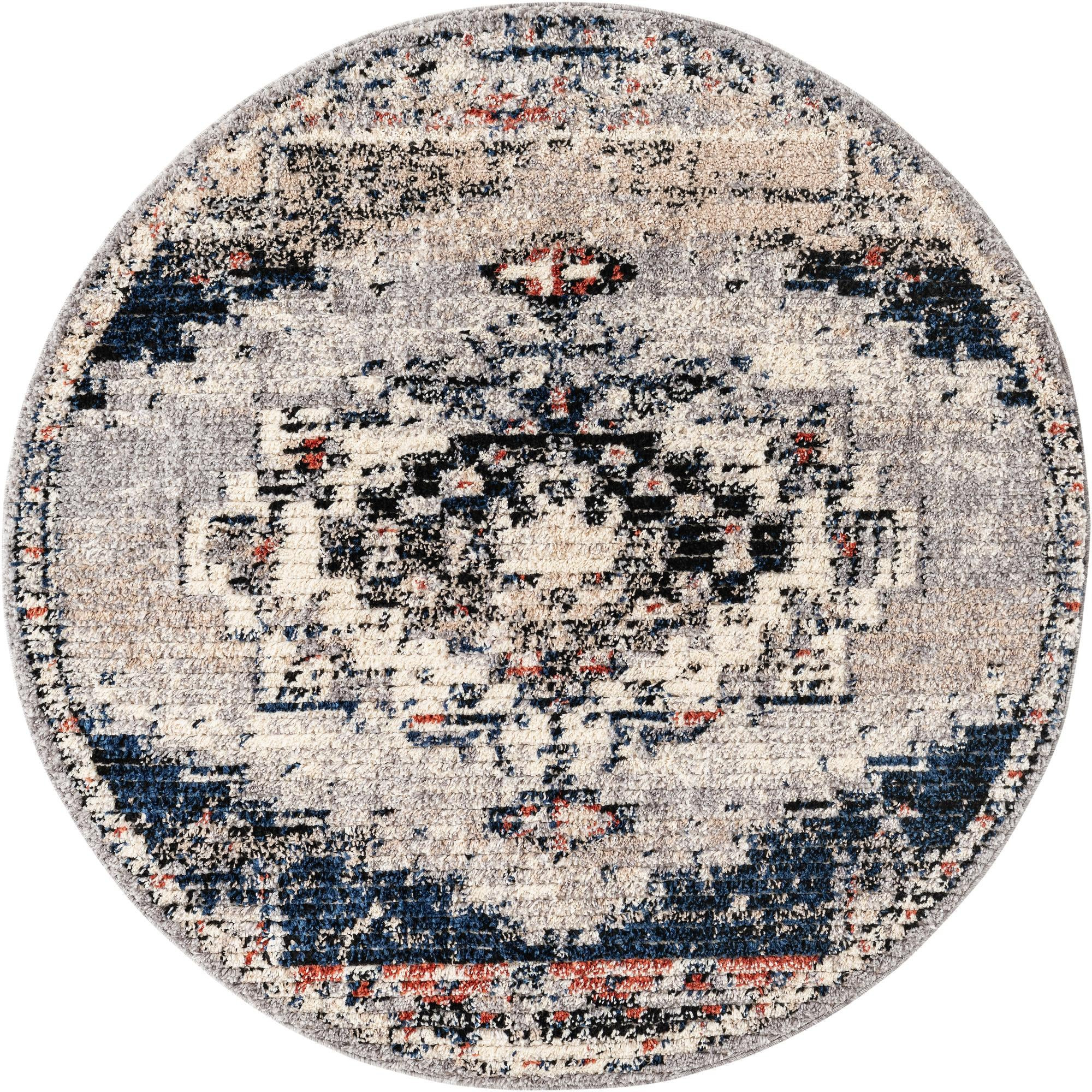 3' x 3' Burton · Border rug, gray