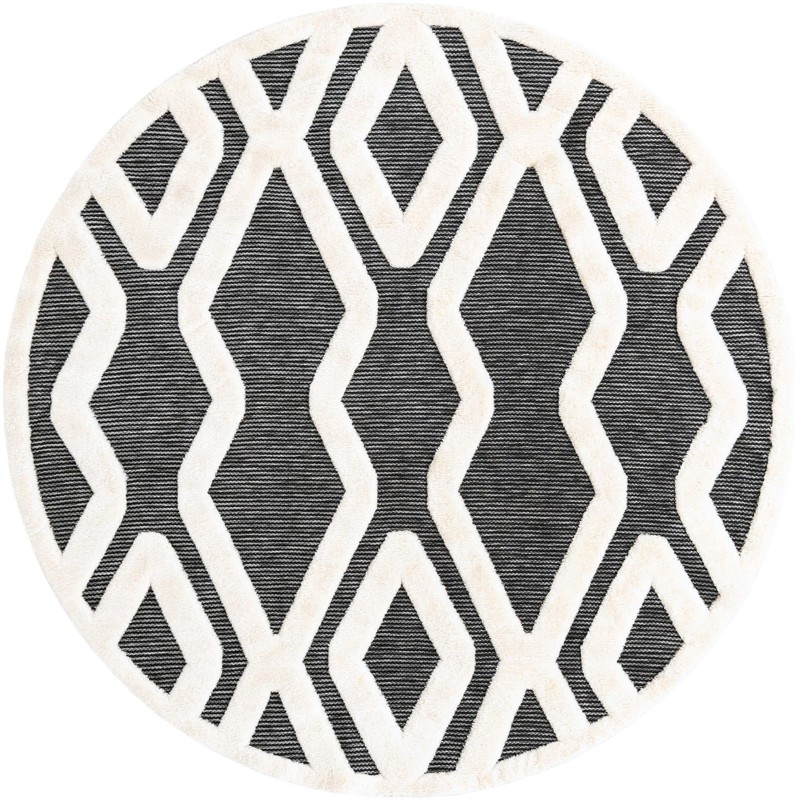 Armstead · Geometric trellis rug, gray and ivory