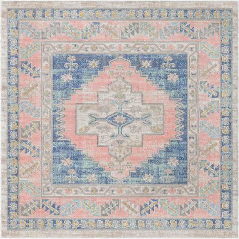 5' 3 x 5' 3 Ligonier · Border rug, french blue
