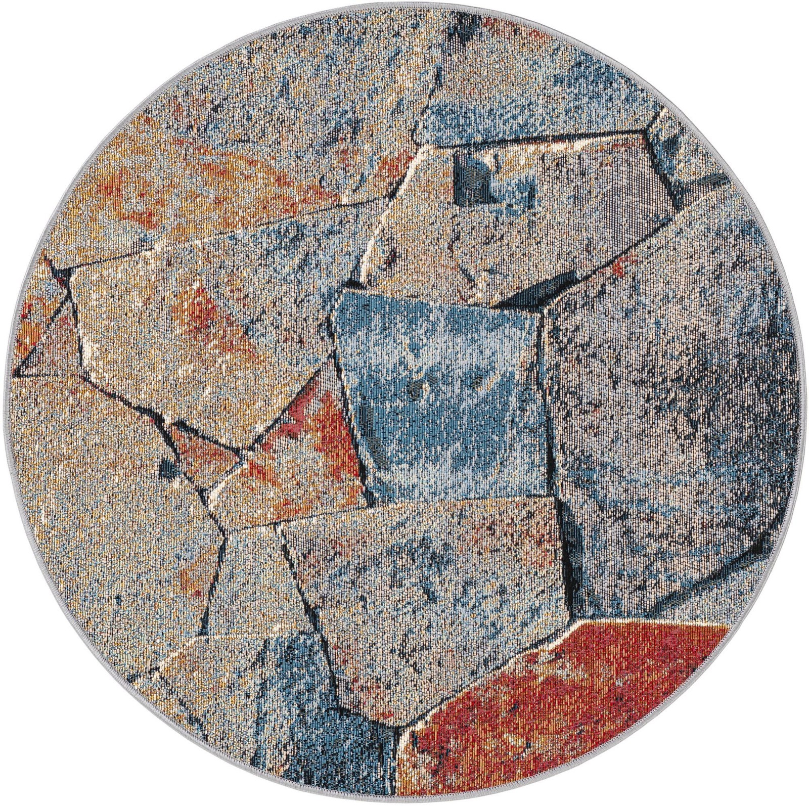 3' x 3' Cobblestone · Abstract Outdoor Rug, multi