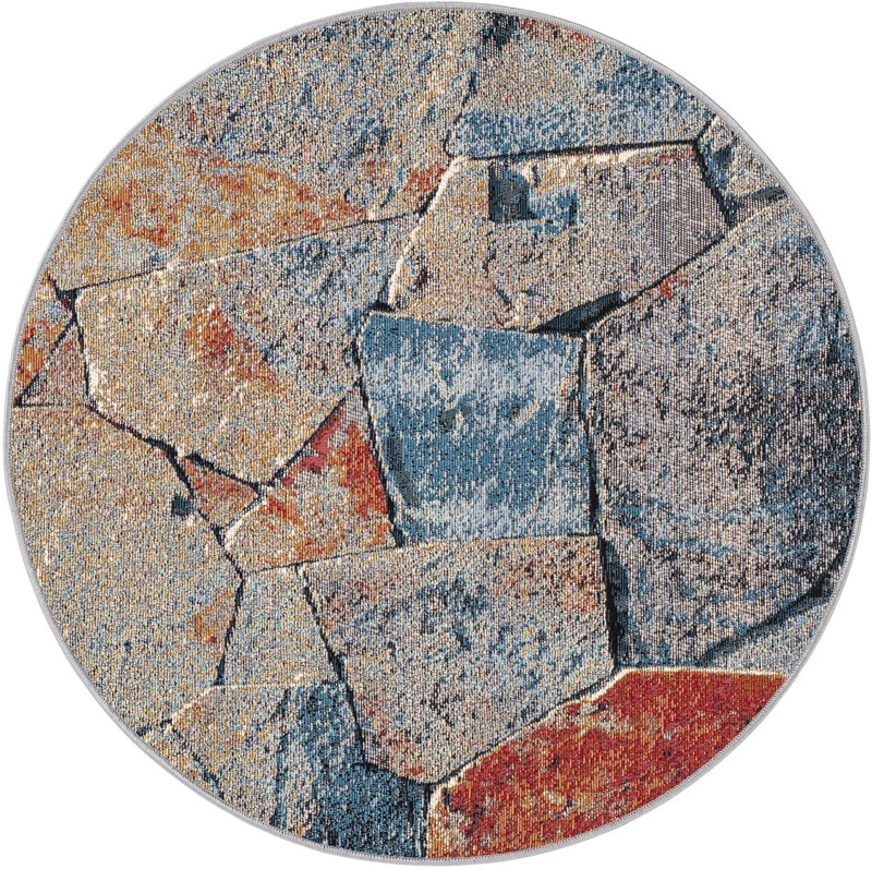 3' x 3' Cobblestone · Abstract Outdoor Rug, multi